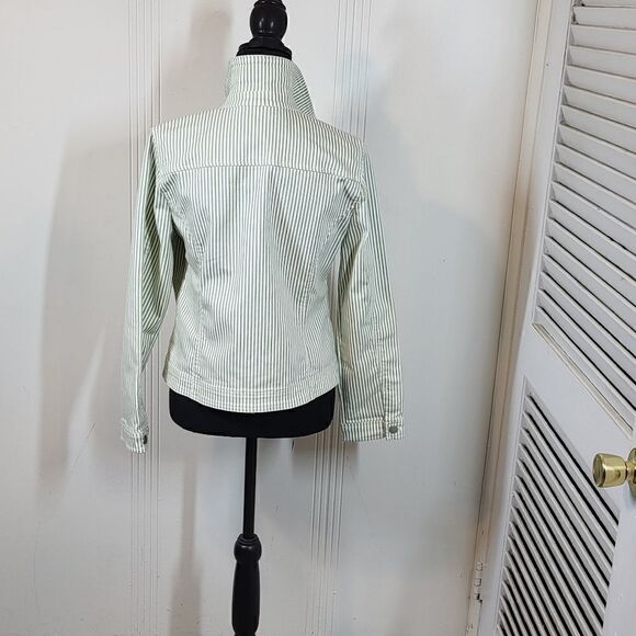Chico's Striped Green & White Jacket - Picture 2 of 13